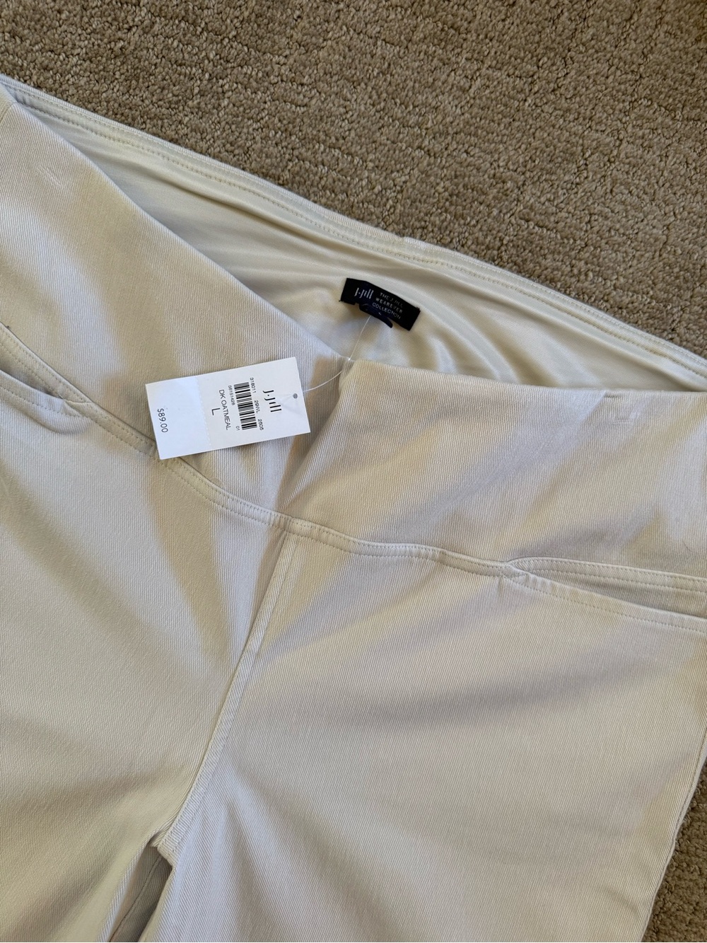 J Jill Wearever Oatmeal Cream Size large Pull-On Capris Pants NWT - Picture 2 of 6